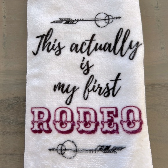 🆕 “My First Rodeo” towel / burp cloth. NWT. - Picture 2 of 4